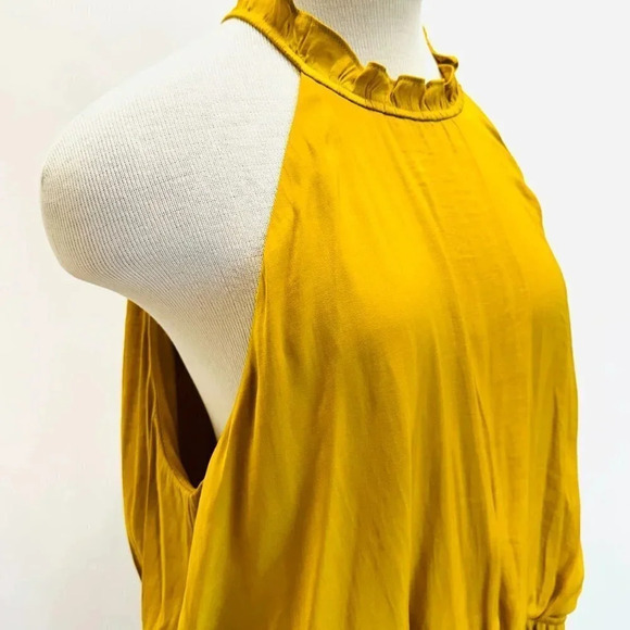 NWT NINE WEST Women Sleeveless Pullover High Neck Pleaded Yellow Shirt Size XXL - Picture 4 of 13